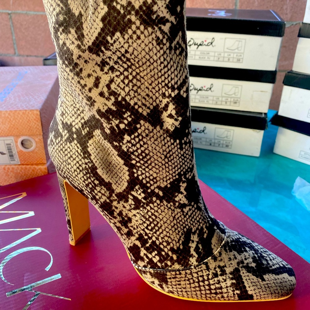 Snake suede boots